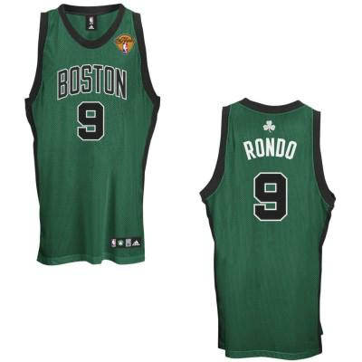 NBA Boston Celtics 9 Rajon Rondo Authentic Green Black Number Jersey Final Patch